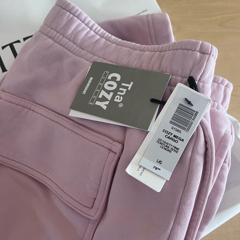 Cozy Fleece Mega Cargo Sweatpant in dusty pink